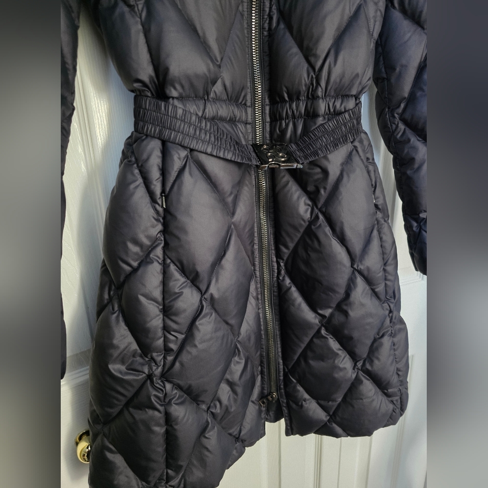 Coach Duck Down Quilted Belted Long Puffer Coat Black XS - Picture 4 of 16